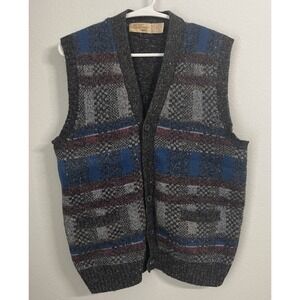 Vintage The Fox Collection Sweater‎ Vest Men's Wool Blend Button-Front 42-44